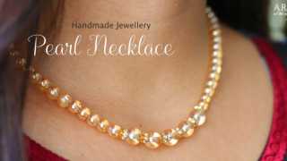 How to make Pearl Beaded Necklace  Handmade Jewellery  Pearl Necklace At Home