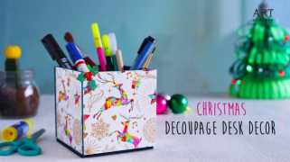 Christmas Decoupage Desk Decoration Idea